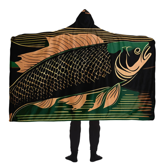 Premium Hooded Sherpa Fishing Blanket - Steampunk fish