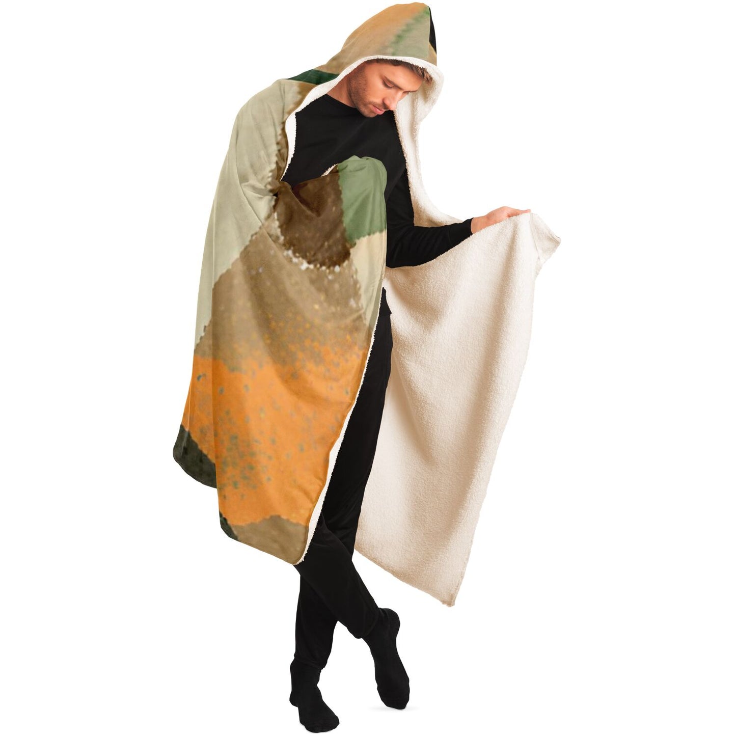 Premium Hooded Sherpa Fishing Blanket - Green Rushes