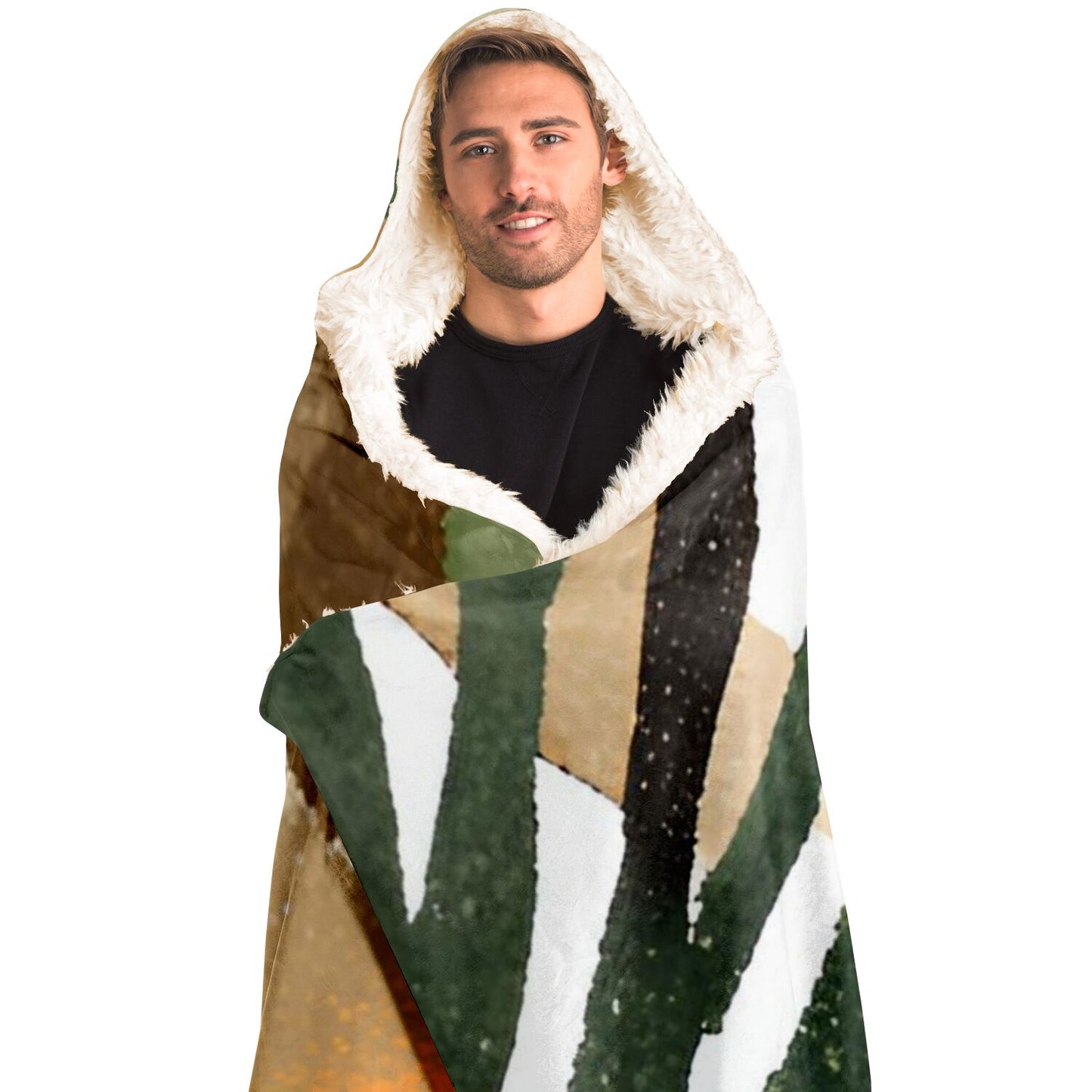 Premium Hooded Sherpa Fishing Blanket - Green Rushes