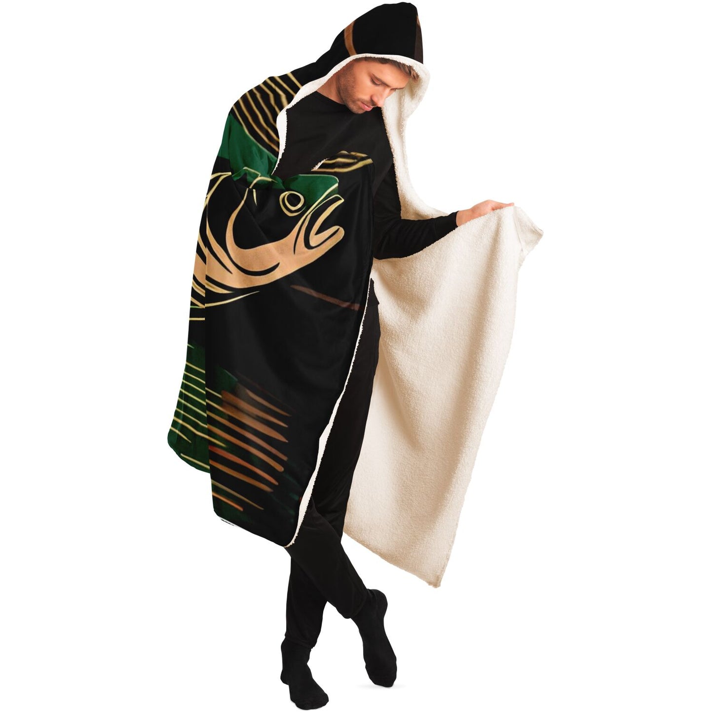 Premium Hooded Sherpa Fishing Blanket - Steampunk fish