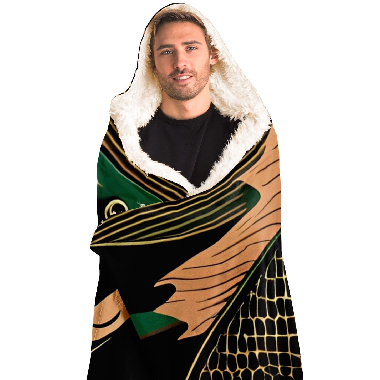 Premium Hooded Sherpa Fishing Blanket - Steampunk fish